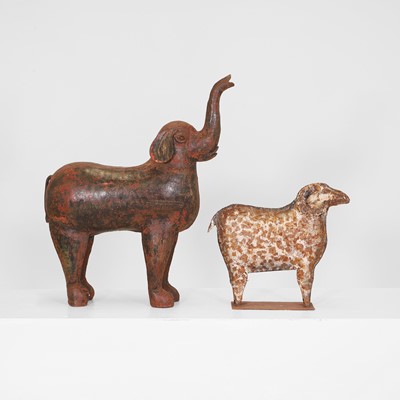 Lot 462 - Two toleware animals