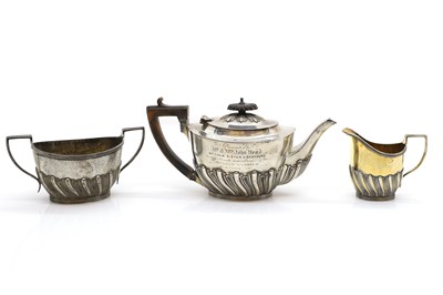 Lot 3 - A silver three piece tea service
