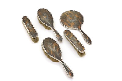 Lot 56 - A silver and tortoiseshell dressing table set