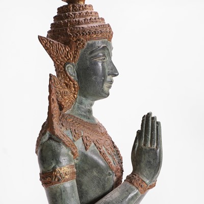 Lot 14 - A pair of patinated bronze 'Teppanom' angel kneeling figures