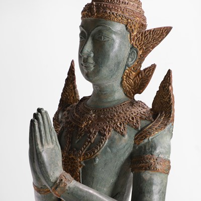 Lot 14 - A pair of patinated bronze 'Teppanom' angel kneeling figures