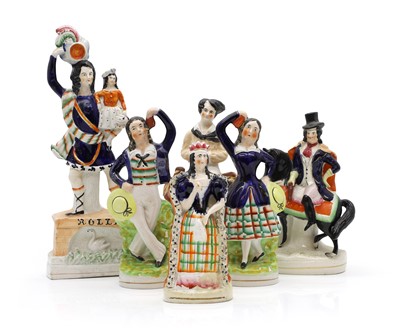 Lot 147 - A group of six Staffordshire pottery theatrical figures