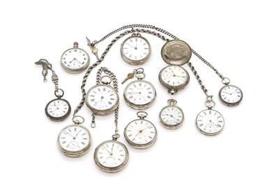 Lot 72 - A group of twelve silver pocket watches
