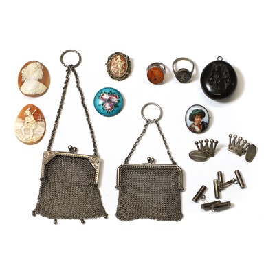 Lot 384 - A group of antique and later silver and costume jewellery