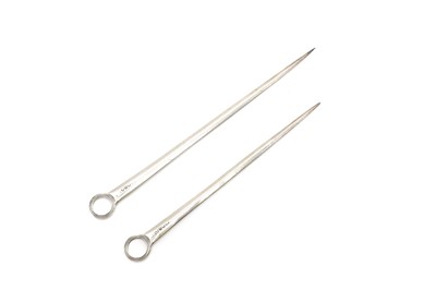 Lot 57 - Two George III silver meat skewers
