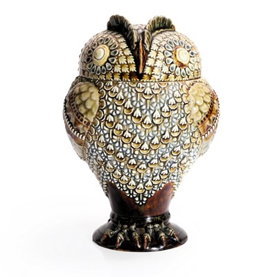 Lot 128 - A Doulton Lambeth stoneware tobacco jar and cover