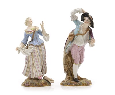Lot 90 - A pair of Meissen porcelain figures