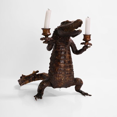 Lot 39 - Taxidermy: a crocodile candleholder