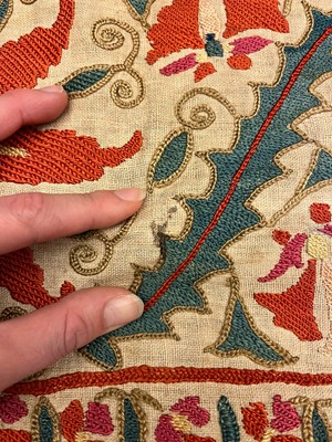 Lot 96 - A Nurata silk embroidered suzani