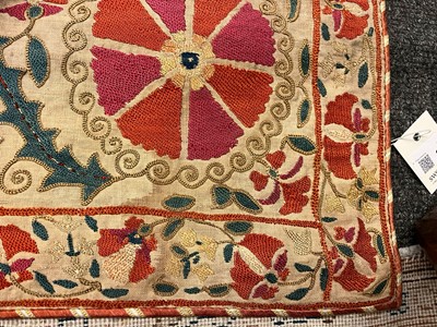 Lot 96 - A Nurata silk embroidered suzani