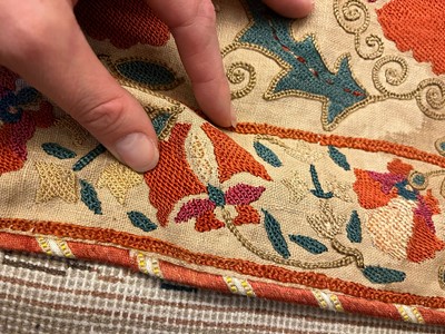 Lot 96 - A Nurata silk embroidered suzani