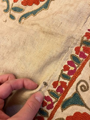Lot 96 - A Nurata silk embroidered suzani