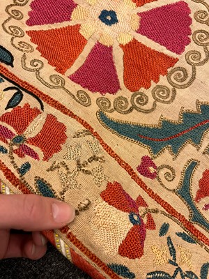 Lot 96 - A Nurata silk embroidered suzani