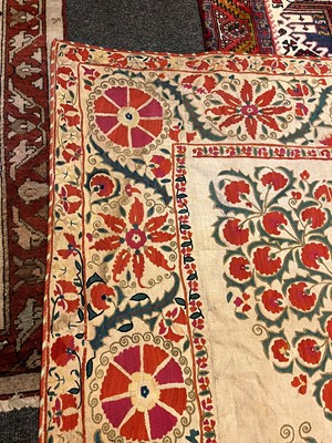 Lot 96 - A Nurata silk embroidered suzani