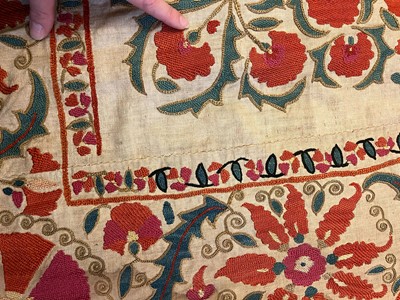 Lot 96 - A Nurata silk embroidered suzani