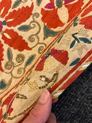 Lot 96 - A Nurata silk embroidered suzani