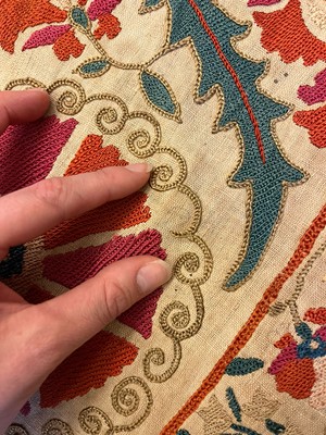 Lot 96 - A Nurata silk embroidered suzani