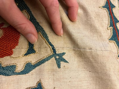 Lot 96 - A Nurata silk embroidered suzani