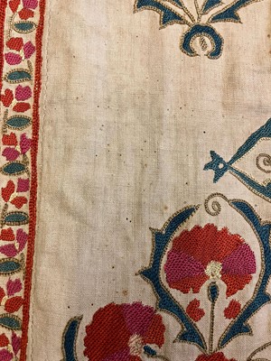 Lot 96 - A Nurata silk embroidered suzani