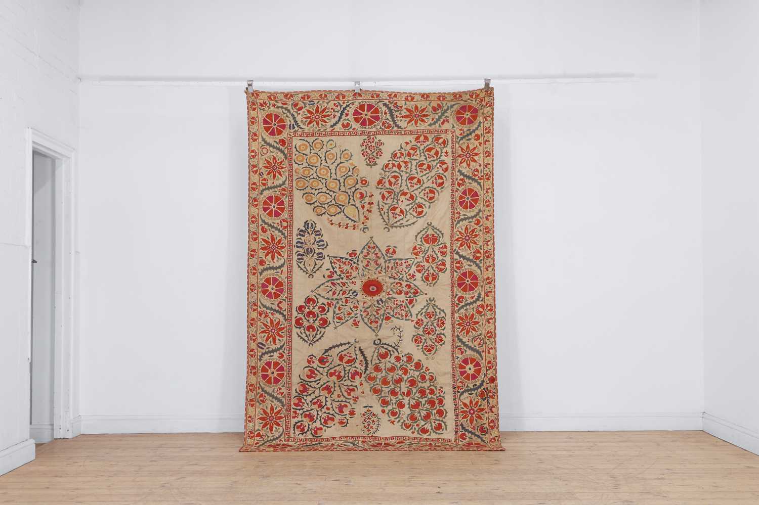 Lot 96 - A Nurata silk embroidered suzani