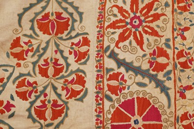 Lot 96 - A Nurata silk embroidered suzani