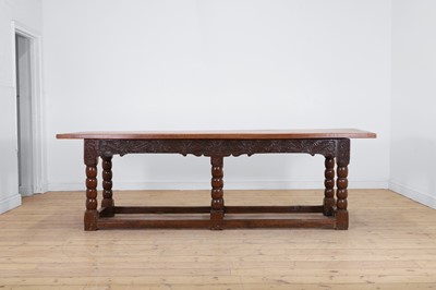 Lot 507 - A Charles I-style oak refectory table