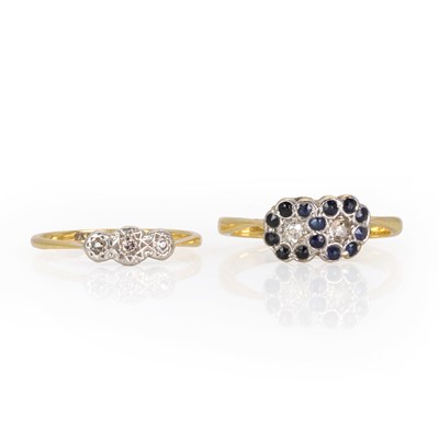 Lot 273 - An Edwardian double cluster ring and another