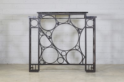 Lot 50 - A fer forgé and marble console table