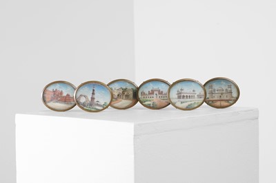 Lot 159 - A set of six oval Company School miniatures on ivory