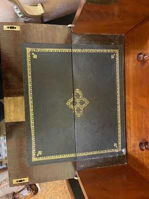 Lot 74 - A Victorian teak and brass secretaire campaign chest