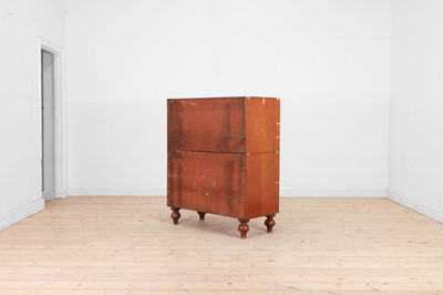 Lot 74 - A Victorian teak and brass secretaire campaign chest