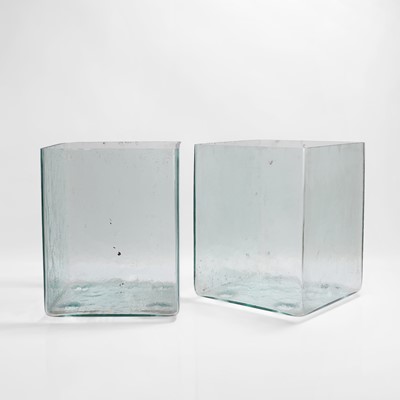 Lot 236 - A pair of clear glass battery acid jars