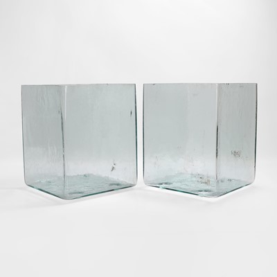 Lot 235 - A pair of clear glass battery acid jars