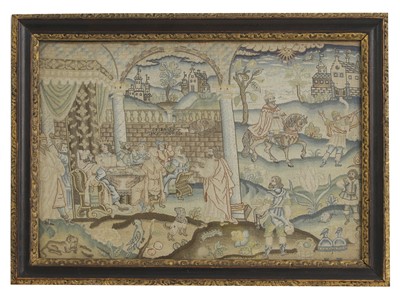 Lot 303 - A Charles II needlework picture of Belshazzar's Feast