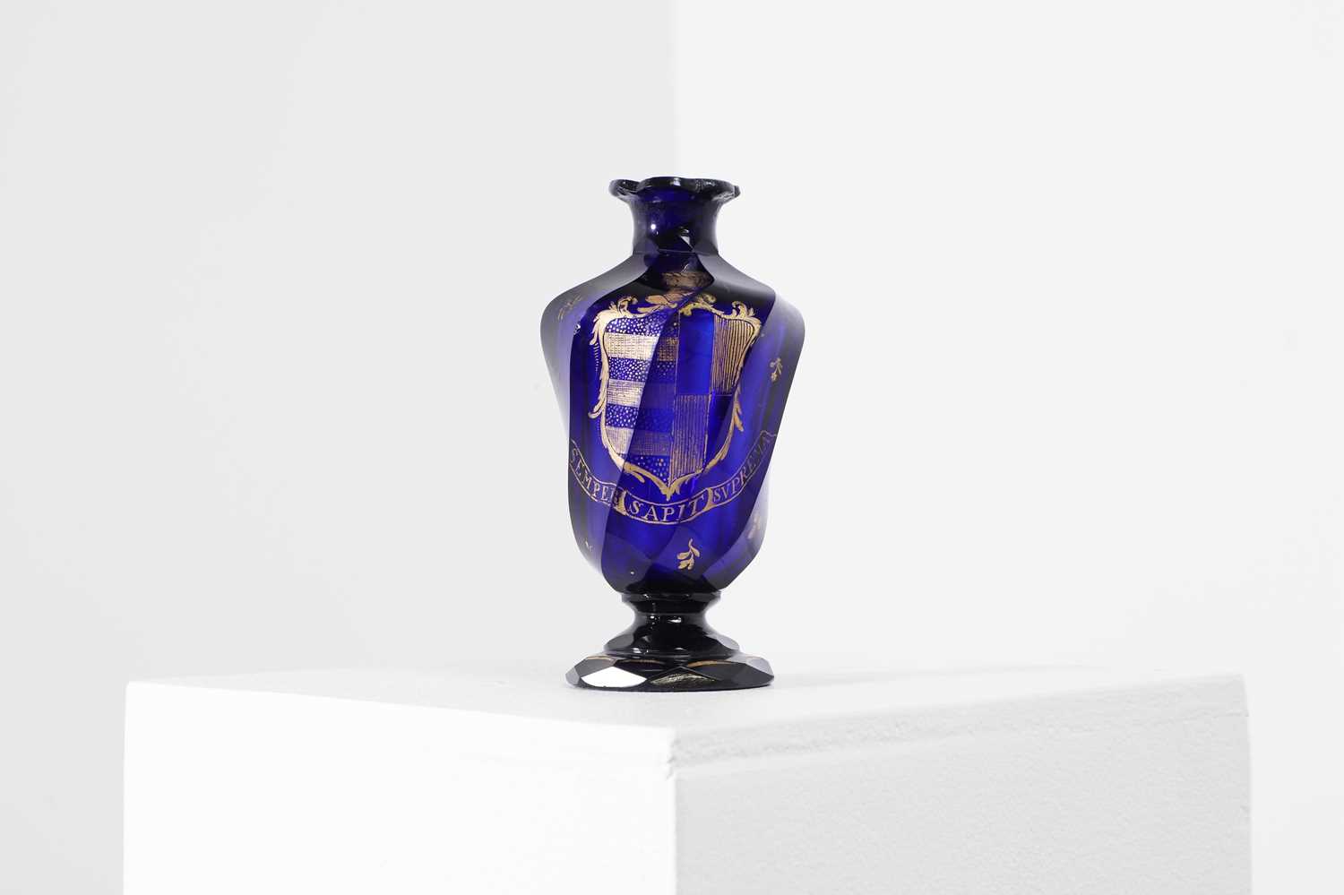 Lot 48 - A cobalt blue glass vase or cruet bottle