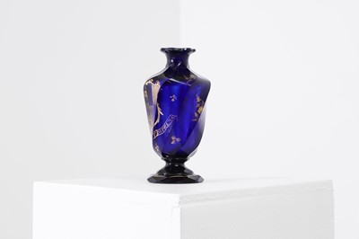 Lot 48 - A cobalt blue glass vase or cruet bottle