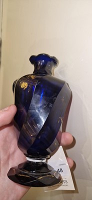 Lot 48 - A cobalt blue glass vase or cruet bottle