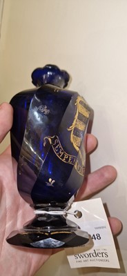 Lot 48 - A cobalt blue glass vase or cruet bottle