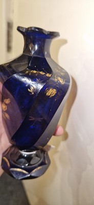Lot 48 - A cobalt blue glass vase or cruet bottle
