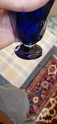 Lot 48 - A cobalt blue glass vase or cruet bottle