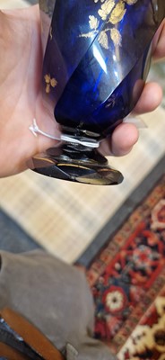 Lot 48 - A cobalt blue glass vase or cruet bottle