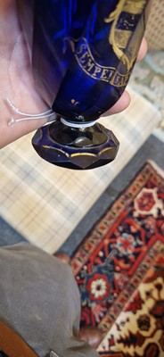 Lot 48 - A cobalt blue glass vase or cruet bottle
