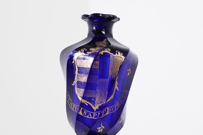 Lot 48 - A cobalt blue glass vase or cruet bottle