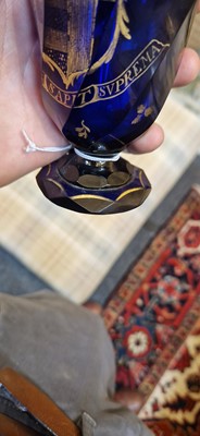 Lot 48 - A cobalt blue glass vase or cruet bottle
