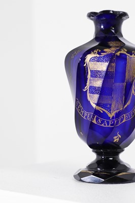Lot 48 - A cobalt blue glass vase or cruet bottle