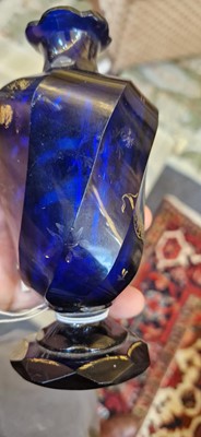 Lot 48 - A cobalt blue glass vase or cruet bottle