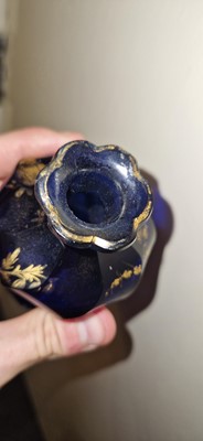 Lot 48 - A cobalt blue glass vase or cruet bottle
