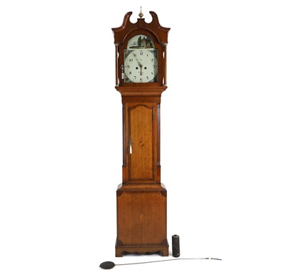 Lot 673 - An oak and mahogany cased longcase clock