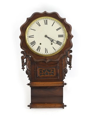 Lot 666 - A mahogany drop dial wall clock