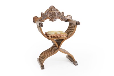 Lot 463 - An Italian walnut 'Savonarola' chair